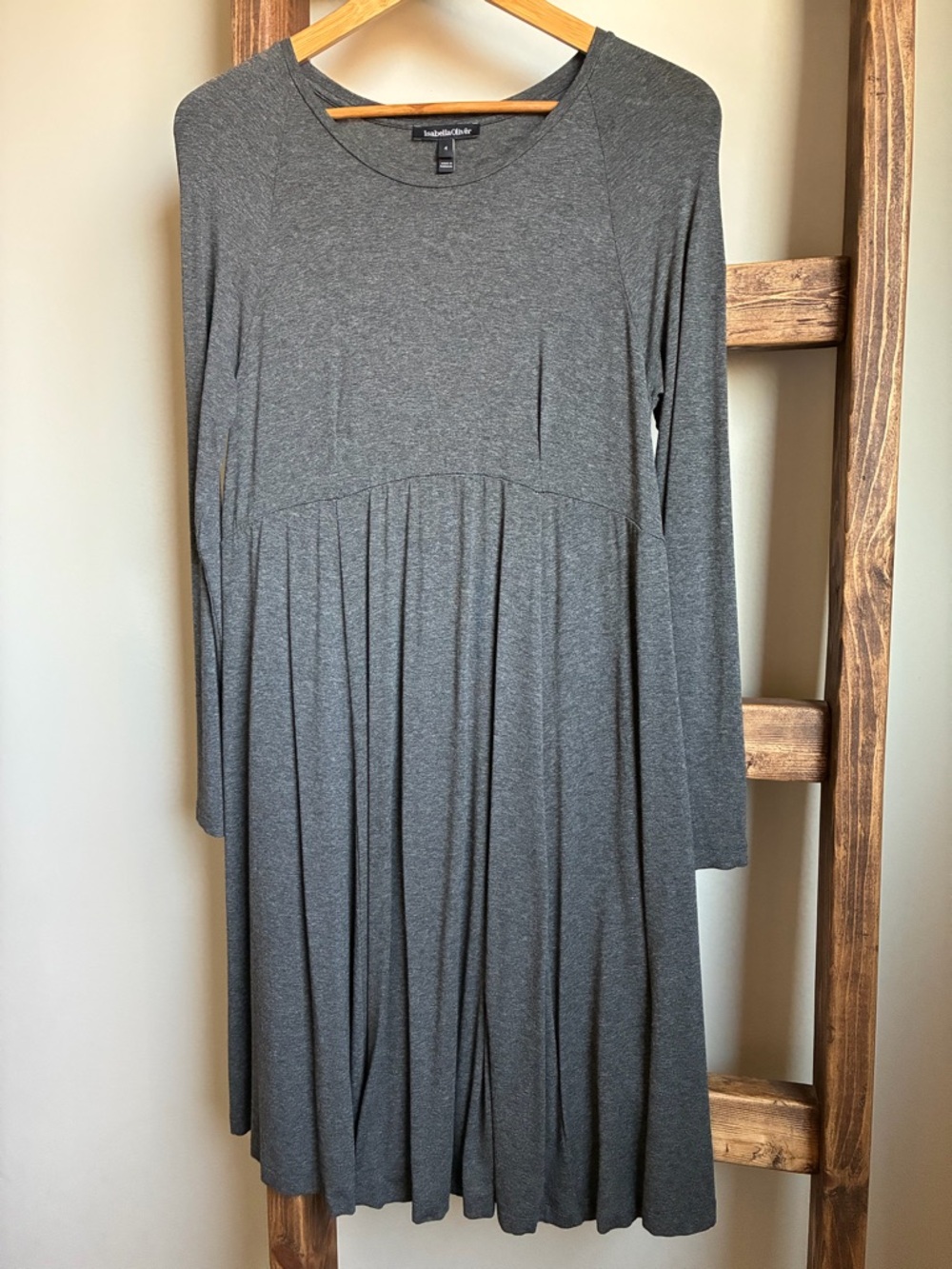 Isabella Oliver Gray Empire Waist Maternity Midi Dress Size 4 (US 10)